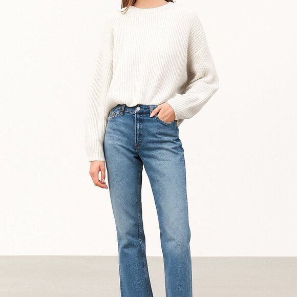 NWT ON 34th Ivory Ribbed Knit Sweater Size XL Minimalist Preppy Normcore Cozy - Picture 1 of 8